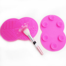 Tapis de nettoyage pour pinceaux de maquillage en silicone Double tampon de nettoyage pour pinceau de maquillage de forme ronde